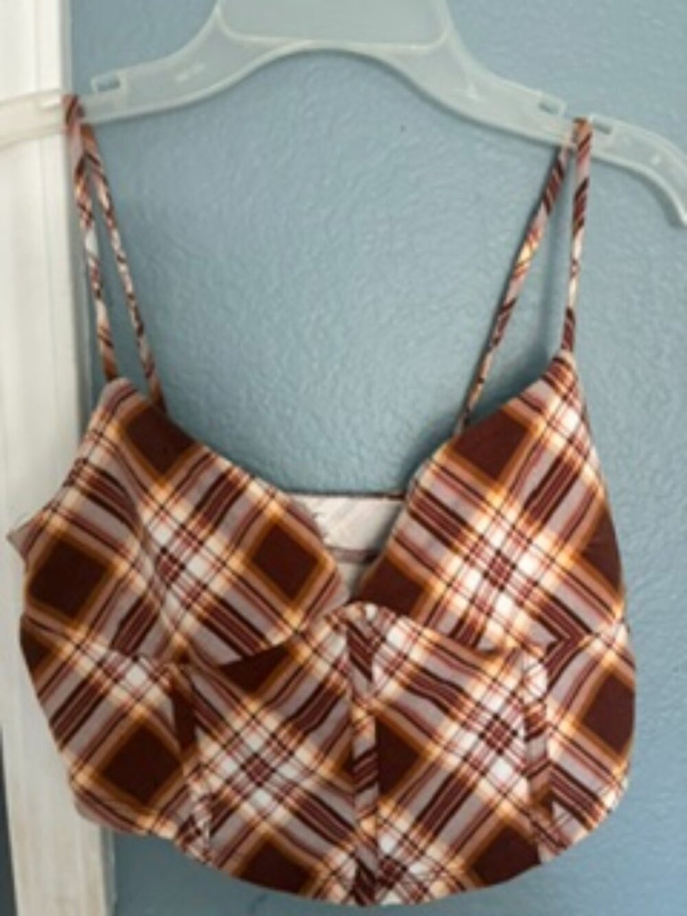 Y2K inspired Fall Top/PAC Cares Brown Plaid Corset Cami M
